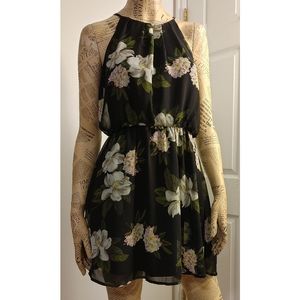 Black floral mini dress, size S